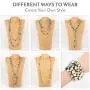 RIAH FASHION Bead Strand Versatile 60'' Long Wrap Necklace - Handmade Knotted Multi Layer Sparkly Crystal, Semi Precious Natural Stone, Lava, Glass Faux Pearl