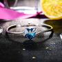 Sllaiss “Deep Love” Blue Heart Crystal Bangle Bracelet for Women Platinum Plated Adjustable Bracelet, Love Jewelry Gifts for Her, Crystals from Swarovski