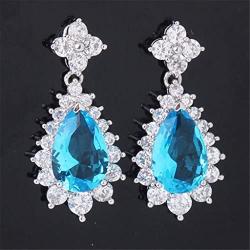 GULICX Fashion Jewelry Women Piercing Earrings Teardrop Dangle Drops Cubic Zirconia Silver Tone