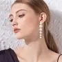 Finrezio Womens Faux Three Multi-Strand Pearl Necklace Long Pearl Dangle Earrings and Bracelet Jewelry Set for Women Finrezio Womens Faux Three Multi-Strand Pearl Necklace Long Pearl Dangle Earrings and Bracelet Jewelry Set for Women