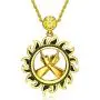 AOBOCO 18k Gold Plated Sterling Silver Gold Sun Sunburst Pendant Necklace with Finger Cross Hope for Good Luck, Citrine Austria Crystal Christmas Jewelry Gifts for Men Unisex