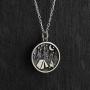 Sterling Silver Camping Charm Necklace with Tent Trees Campfire Moon and Stars, 18'' Chain