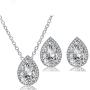 SYLVAWOLVES White Water Drop Jewelry Sets Fashion Teardrop Cubic Zirconia Jewelry for Women Bridesmaids Engagement