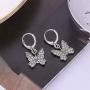 INENIMARTJ Charm Butterfly Hoop Earrings, 14K Gold Silver Crystal Butterfly Drop Dangle Earrings for Women and Girls