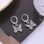 INENIMARTJ Charm Butterfly Hoop Earrings, 14K Gold Silver Crystal Butterfly Drop Dangle Earrings for Women and Girls