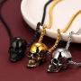 FaithHeart Gothic Skull Necklace Stainless Steel Punk Jewelry for Men Skeleton Pendant Necklace Cool Bullet Personalized Customize Gift Packaging
