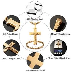 WESTMIAJW Stainless Steel Jesus Cross Pendant Necklace Chains Jewelry for Men Boy 45/50/55/60/65/70/75cm