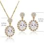 A+O Mother of The Bride or Groom Gift, Wedding Oval Earring and Necklace Jewelry Set in Silver, Gold, Rose Gold