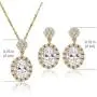 A+O Mother of The Bride or Groom Gift, Wedding Oval Earring and Necklace Jewelry Set in Silver, Gold, Rose Gold
