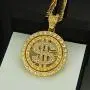 MLARK Mens Hip Hop Necklace 18k Gold Plated Dollar Sign Rapper Pendant Necklace with Drill 30 inches Cuban Chain