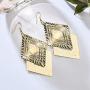KaFu Boho Lightweight Geometric Filigree Hollow out Rhombus Shape-Dangle Drop Vintage Statement Earrings for Women girls