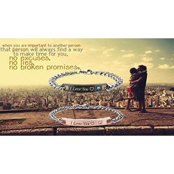 SXNK7 Gift for Lover His Queen Her King Stainless Steel Couple Bracelets for Women Men Jewelry Matching Set