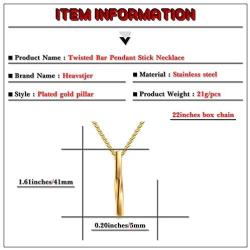 Heavstjer Fashion Stainless Steel Twisted Bar Pendant Stick Necklace,22inches Link Chain