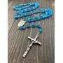 Nazareth Store Rosary Necklace 7mm Round Light Blue Beads Turquoise Cat Eye Stone Miraculous Medal with Crucifix - Velvet Bag Nazareth Store Rosary Necklace 7mm Round Light Blue Beads Turquoise Cat Eye Stone Miraculous Medal with Crucifix - Velvet Bag