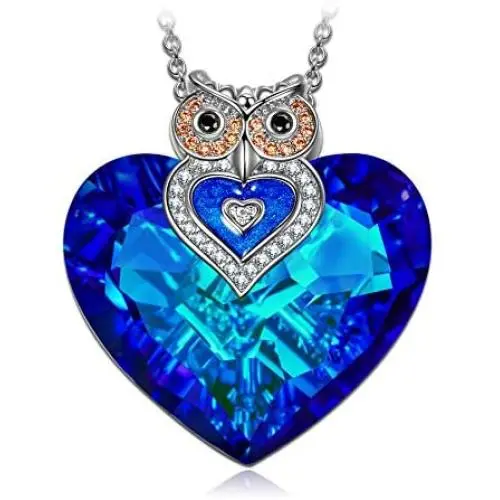 J.NINA ✦Owl of Minerva✦ Mothers Day Jewelry Gifts for Women Owl Necklaces for Women Blue Crystal Heart Necklace Sparking Jewelry Gifts for Her Girlfriend J.NINA ✦Owl of Minerva✦ Mothers Day Jewelry Gifts for Women Owl Necklaces for Women Blue Crystal Heart Necklace Sparking Jewelry Gifts for Her Girlfriend