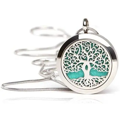 Essential Oil Diffuser Necklace - Magnetic Locket - Best for Aromatherapy - Perfume, Fragrance, Scent Diffusers for Women and Girls (1.2 Inch Diameter - 27.5 Inch Chain Length) Essential Oil Diffuser Necklace - Magnetic Locket - Best for Aromatherapy - Perfume, Fragrance, Scent Diffusers for Women and Girls (1.2 Inch Diameter - 27.5 Inch Chain Length)