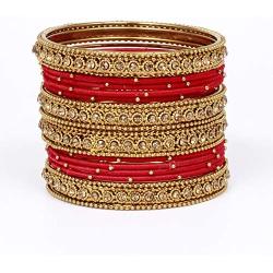 SANARA Indian Bollywood Bangles Antique Gold Plated Thread Bangles Pakistani Wedding Bangle Bracelet Jewelry