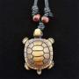 Vintage Sea Turtle Necklace Pendant Tortoise Engraved Bone Leather Wax Rope Necklace for Women Unisex 2Pcs/set