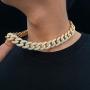 GOLD IDEA JEWELRY 18mm luxury Iced Out Cubic Zirconia 14k/18k/White Gold/Rose gold Miami Cuban Link Chain for Men Necklace or Bracelet