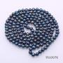 JYX Pearl Long Strand Necklace 8mm White/Black Flat Round Freshwater Pearl Necklace Sweater Necklace 48''