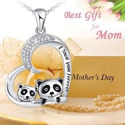 Panda Necklace for Women 925 Sterling Silver I Love You Forever Necklace Jewelry Gifts for Women Mom Wife Daughter Girls