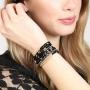RIAH FASHION Bohemian Beaded Multi Layer Versatile Statement Bracelets - Stackable Stretch Strand Cuff Bangles Sparkly Crystal, Natural Stone, Wood Bead