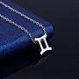 VU100 Zodiac Constellation Necklace for Women Teen Girls, Silver/Gold/Rose Gold, 12 Horoscope Astrology Hypoallergenic Stainless Steel Adjustable Chain Jewelry Gifts