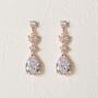 SWEETV Rose Gold Cubic Zirconia Wedding Bridal Backdrop Necklace and Teardrop Earrings for Brides, Bridesmaids