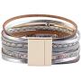 Fesciory Leopard Bracelet for Women Wrap Multi-Layer Leather Bracelet Magnetic Clasp Cuff Bangle Jewelry