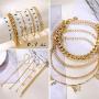 IFKM 6 PACK (24 PCS) Boho Gold Chain Bracelets Set for Women Girls, 14K Gold Plated Multiple Layered Stackable Open Cuff Wrap Bangle Adjustable Link Italian Cuban Jewelry for Women Girls Gift