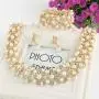 EVER FAITH Austrian Crystal Bridal Ivory Color Simulated Pearl Leaf Luxury Necklace Earrings Bracelet Set EVER FAITH Austrian Crystal Bridal Ivory Color Simulated Pearl Leaf Luxury Necklace Earrings Bracelet Set