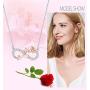 Sllaiss Sterling Silver Infinity Rose Pendant Necklace for Women Sets with Austria Zirconia 18K White Gold Plated Jewelry with Gift Box