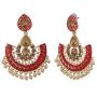 Efulgenz Indian Bollywood Antique Gold Tone Wedding Faux Pearl Crystal Rhinestone Dangle Chandbali Earrings Jewelry Set
