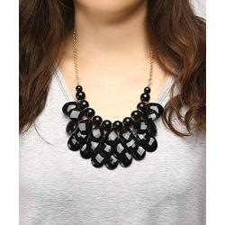 Chunky Acrylic Jewel Cluster Floating Bubble Statement Necklace - Teardrop Dangle Layered Bib Collar