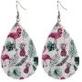 12 Pairs Large African Flamingo Leather Dangle Earring Teardrop Lightweight Leaf Pattern Leather Earrings Handmade Bohemian Exquisite Pendant Earrings for Women Girls