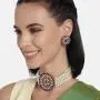 Aheli Pearl Diamond Choker Necklace with Round Earrings for Women Girls Indian Traditional Bollywood Fashion Jewelry Set
