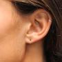 Set of 2 Pairs Sterling Silver & Yellow Gold Flashed Tiny Endless 10mm Round Unisex Hoop Cartilage Earrings