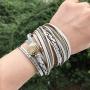 AZORA Leather Wrap Bracelets for Women Goldplated Metal Crescent Cuff Bracelet with Magnetic Buckle Casual Bohemian Wrist Bangle Jewelry Gift for Ladies Teen Girls Sister Mum