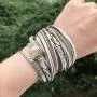 AZORA Leather Wrap Bracelets for Women Goldplated Metal Crescent Cuff Bracelet with Magnetic Buckle Casual Bohemian Wrist Bangle Jewelry Gift for Ladies Teen Girls Sister Mum