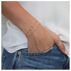 TseanYi Karma Circle Bracelet Gold Layering Satellite Bracelet Boho Hand Chain Bracelet Jewelry for Women and Girls