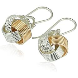 Exclusive Design Two Tone 925 Sterling Silver & 14k Gold Filled Love Knot Earrings