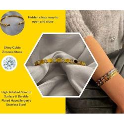 Bangle Bracelet Love Bee Loved for Women and Teens Honeycomb Rhombic Pattern Gold Plated Zirconia Cubic Gems Gift Bee My Love Trendy 2021 Stacking Bracelets