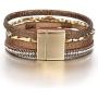 FANCY SHINY Leather Wrap Bracelet Boho Cuff Bracelets Crystal Bead Bracelet with Magnetic Clasp Jewelry Gifts for Women Teen Girls