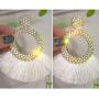 Colorful Tassel Earrings Bohemian Handmade Bohemia Hoop & Fan Shape Beaded Statement Dangle Drop Earrings Hook Eardrop for Women Girls Party Christmas Gifts