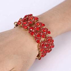 EVER FAITH Womens Austrian Crystal Gorgeous Wedding Knot Elastic Stretch Bracelet