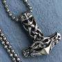 Celtic Mjolnir Norse Viking Jewelry Mjölnir Knight Thors Hammer Thor Odin Asgard Asatru Protection Amulet Unisex Boys Mens Pewter Polished Pendant Necklace for men w Silver Ball Chain