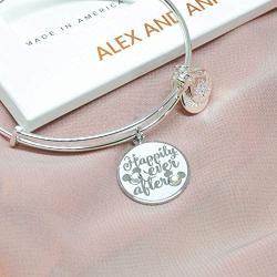 Alex and ANI Disney Parks Disney Princess Happily Ever After Bangle - Inspirational Quote - Charm Bracelet Jewelry Gift (Silver Finish)