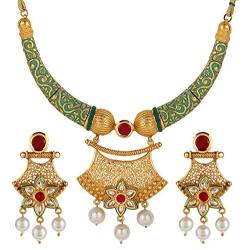 Efulgenz Indian Bollywood Traditional 14 K Gold Plated Kundan Pearl Wedding Choker Necklace Earrings Jewelry Set