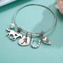 Anoup Horse Gifts for Girls Women Bracelet, Stainless Steel Horse Bracelet Engraved 26 Letters Initial Charm Bracelet Dainty Horse Jewelry Horse Gifts for Girls Kids Teens Horse Lovers