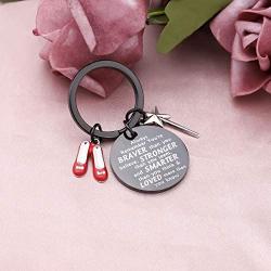AKTAP Dorothy Ruby Inspired Keychain Wizard of Dorothy Ruby Red Slippers Jewelry Inspirational Gift You’re Braver Than You Believe